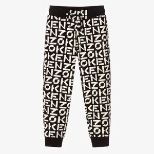 Kenzo Black and White Monogram Logo Joggers